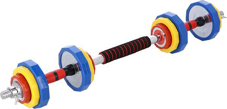 Sztanga gryf z obciążeniem sztangielki / hantle w walizce HMS SKC20 2x10 kg