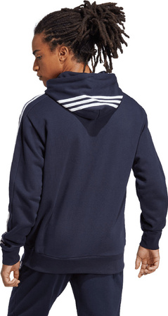 Bluza męska adidas Essentials French Terry 3-Stripes Hoodie granatowa IC0436