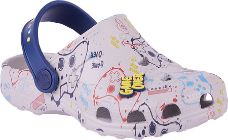 Chodaki sandały klapki dla dzieci Coqui Little Frog Game Over szare 8701-249-3021