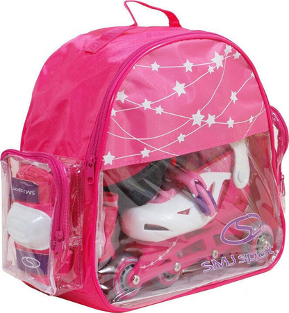 Zestaw wrotki rolki 2w1 wrotko-rolki kask ochraniacze plecak świecące koła LED Combo