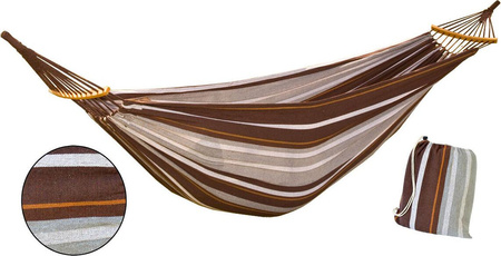 Hamak ogrodowy 2 osobowy luxe xxl 250x150cm z drążkiem brązowy