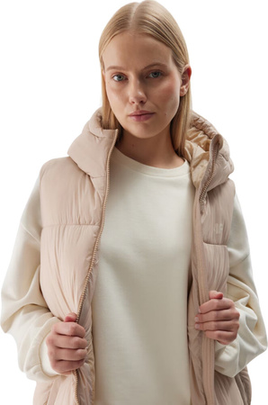 Kamizelka damska bezrękawnik 4F F143 beżowa 4FWAW24TVJAF143 83S