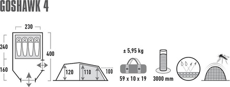 Namiot High Peak Goshawk 4 zielono-czerwony 10307