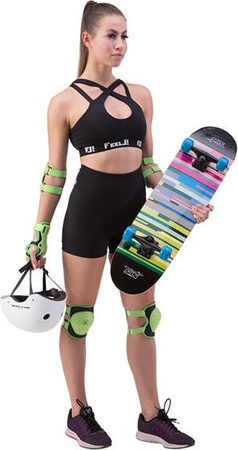 Zestaw ochraniaczy kolana łokcie nadgarstki na rolki deskorolkę hulajnogę Nils Extreme H704 zielony rozmiar L