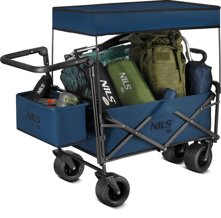 Wózek turystyczny plażowy transportowy kempingowy składany z daszkiem Nils Camp NC2605 120 L