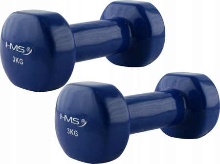 Ciężarek żeliwny hantla do ćwiczeń fitness pokryty winylem HMS 17023 3 kg