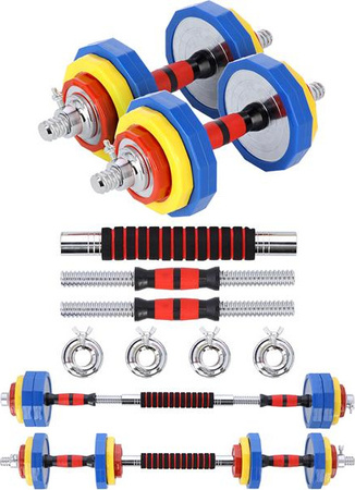 Sztanga gryf z obciążeniem sztangielki / hantle w walizce HMS SKC20 2x10 kg