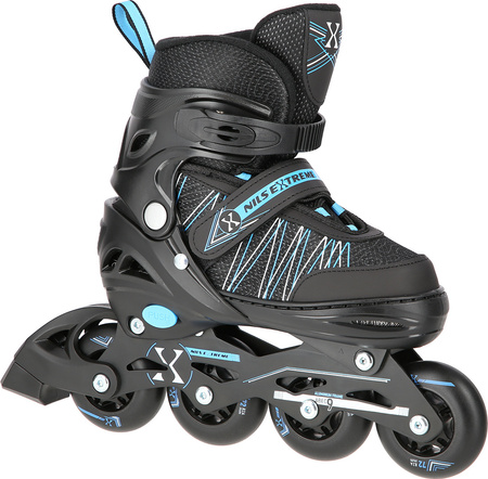 Łyżworolki 2w1 z wymienną płozą hokejową Nils Extreme NH11912 A czarno/niebieskie rozmiar S 31-34