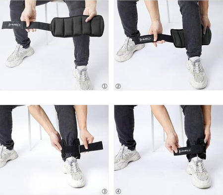 Obciążniki na kostki i nadgarstki regulowane 2 x 2.5kg HMS ONK05