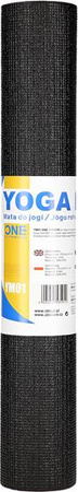 Mata do ćwiczeń fitness jogi yogi aerobiku 173,5 x 61 cm One Fitness YM01 czarna
