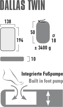 Materac dmuchany High Peak Dallas Twin 194x138x10 zielony 41033