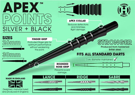 Końcówki steeltip Harrows APEX LANCE black