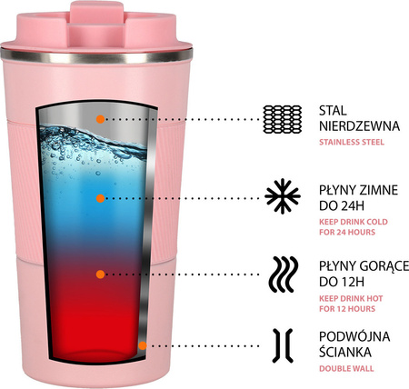 Kubek termiczny turystyczny termos Nils Camp NCC09 różowy 510 ml