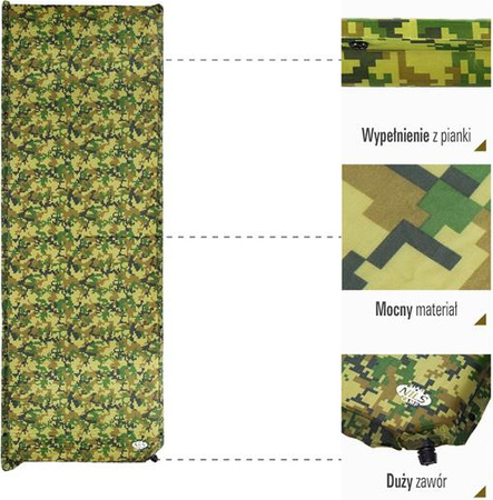Mata samopompująca kempingowa turystyczna Nils Camp NC4050 moro 185x65x5 cm