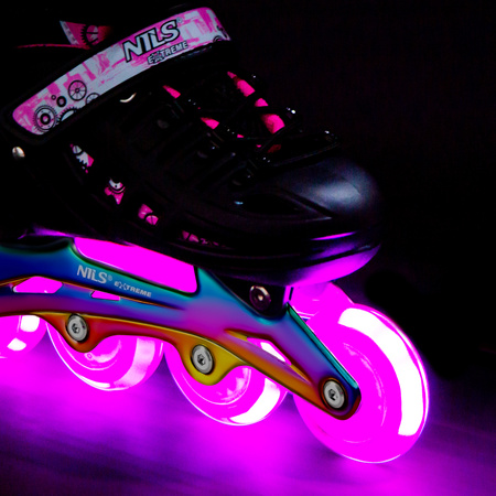 Łyżworolki, wrotki, łyżwy hokejowe, wrotko-rolki świecące LED z wymienną płozą 4w1 Nils Extreme NH10905 rozmiar M 35-38