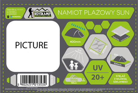 Namiot plażowy Sun 200x100x105 błękitno-niebieski Royokamp 1013534