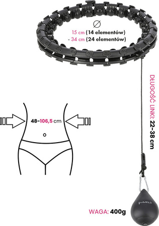 Hula hop z wypustkami i obciążnikiem HMS hhw01 czarne