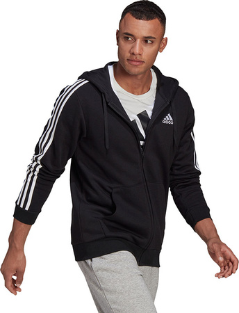 Bluza męska adidas Essentials Full-Zip Hoodie czarna GK9051