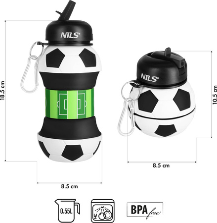 Kubek bidon silikonowy składany Nils NC4104 piłka nożna 550 ml