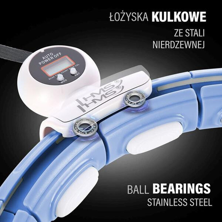 ZESTAW HULA HOP MAGNETYCZNY BLUE HHM15 Z LICZNIKIEM HMS PAS BR163 BLACK PLUS SIZE