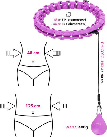 Hula hop violet z wypustkami i obciążnikiem HMS hhw12 plus size