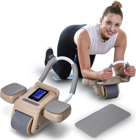 Automatyczne koło do ćwiczeń mięśni brzucha z podparciem kółko ABS KA08 brązowe