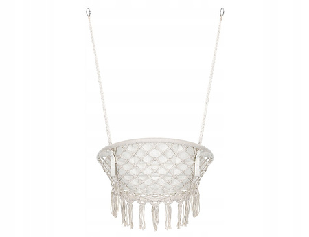 Huśtawka hamak ażurowy fotel wiszący 80x60cm z poduszką ecru