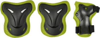 Zestaw ochraniaczy kolana łokcie nadgarstki na rolki deskorolkę hulajnogę BS-P003 czarno-zielone