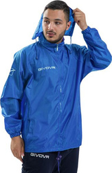 Kurtka przeciwdeszczowa sportowa piłkarska Givova Rain Basico niebieska RJ001 0002