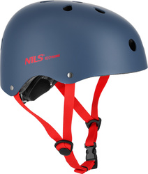 Dziecięcy kask rowerowy na rolki hulajnogę regulowany Nils Extreme MTW001-1 szaro-czerwony r S (52-56cm)