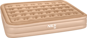 Materac dwuosobowy dmuchany king size beżowy Nils Camp NC2808 + pompka elektryczna Nils camp 200×145×35 cm 