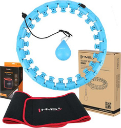 Zestaw hula hop z wypustkami i obciążnikiem HMS hhw01 niebieskie   pas wyszczuplający br163 czerwony