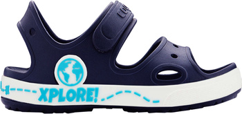 Chodaki sandały klapki dla dzieci Coqui Yogi granatowo-białe 8861-407-2132