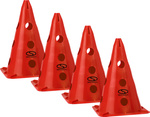 Zestaw pachołków treningowych z otworami SMJ 30 cm czerwone 4 szt.