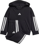 Dres dla dzieci adidas Essentials Joggers 3 Stripes Fleece Hoodie czarny JD6484