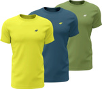 Koszulka męska 4F M1896 3pak oliwkowa, żółta, niebieska 4FWSS24TTSHM1896 90S