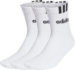Skarpety adidas 3-Stripes Linear Half-Crew Cushioned 3P białe HT3437