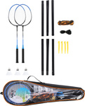 Zestaw rakiet do badmintona 2 sztuki lotki 3 sztuki siatka pokrowiec Nils NRZ012 stalowy