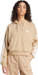 Bluza damska Essentials 3-Stripes French Terry Hoodie Quarter Zip beżowa JX7676