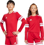 Koszulka dla dzieci adidas Squadra 25 Long Sleeve Jersey czerwono-biała JJ0041