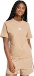 Koszulka damska adidas Essentials 3-Stripes Cotton beżowa JX7616