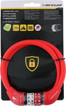 Zapięcie rowerowe Dunlop linka,szyfr 10 mm x 65 cm czerwone 180861