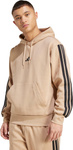 Bluza męska adidas Essentials 3-Stripes Fleece Hoodie beżowa JX0695