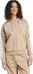 Bluza damska adidas Essentials 3-Stripes Full-Zip Fleece Hoodie beżowa JX7706