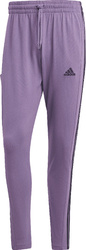 Spodnie męskie adidas Essentials Single Jersey Tapered Open Hem 3-Stripes fioletowe IJ8699