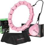 Zestaw hula hop HMS HHW11 różowe z wypustkami i obciążnikiem pas wyszczuplający HMS BR163 czarny