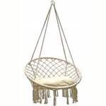 Huśtawka hamak ażurowy fotel wiszący 80x60cm z poduszką ecru