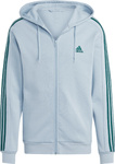 Bluza męska adidas Essentials Fleece 3-Stripes Full-Zip błękitna IJ8932