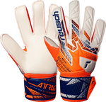 Rękawice bramkarskie Reusch Attrakt Solid Junior biało-pomarańczowo-niebieskie 5572516 2500