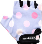Rękawiczki rowerowe dla dzieci Meteor szare w kropki 23371-23373-23372